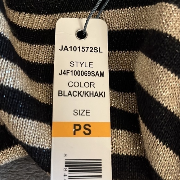 Joseph A Black Khaki Metallic Striped Turtleneck Long Sleeve Size PS New/tags - Picture 6 of 6